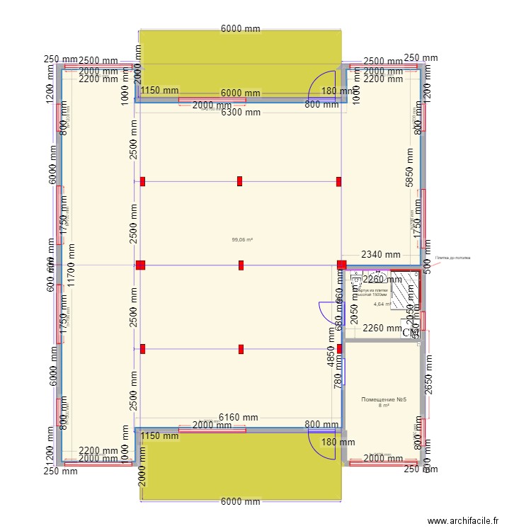60 1 Островищи спортзал. Plan de 5 pièces et 133 m2