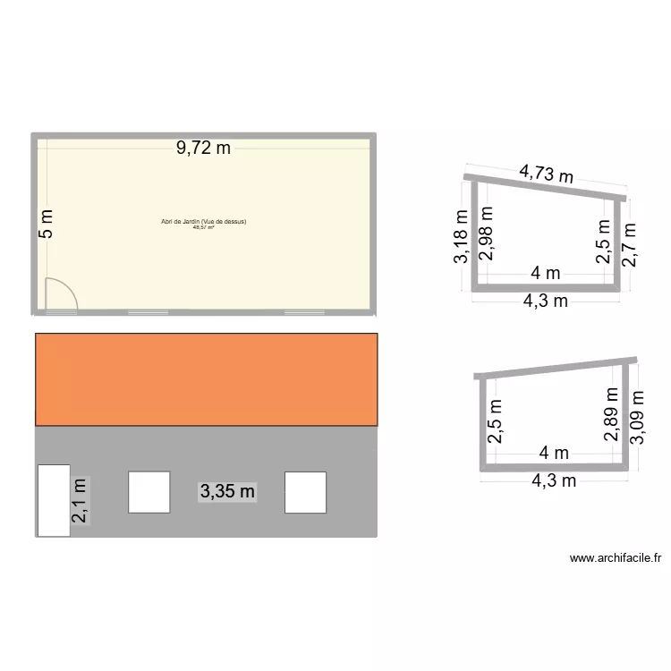 Jardin. Plan de 3  et 84 m²