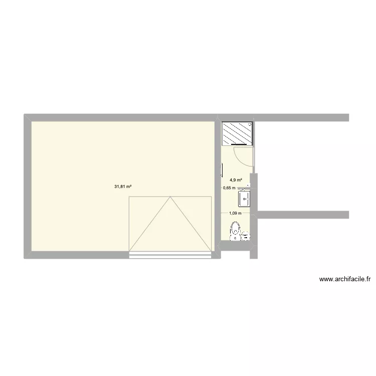 Aménagement SdB et wc studio. Plan de Aménagement SdB et wc studio. Plan de