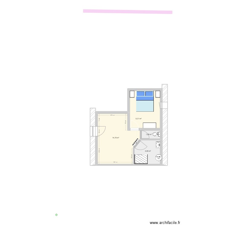 MM Perle Marine Studio vide. Plan de 4 pièces et 30 m2