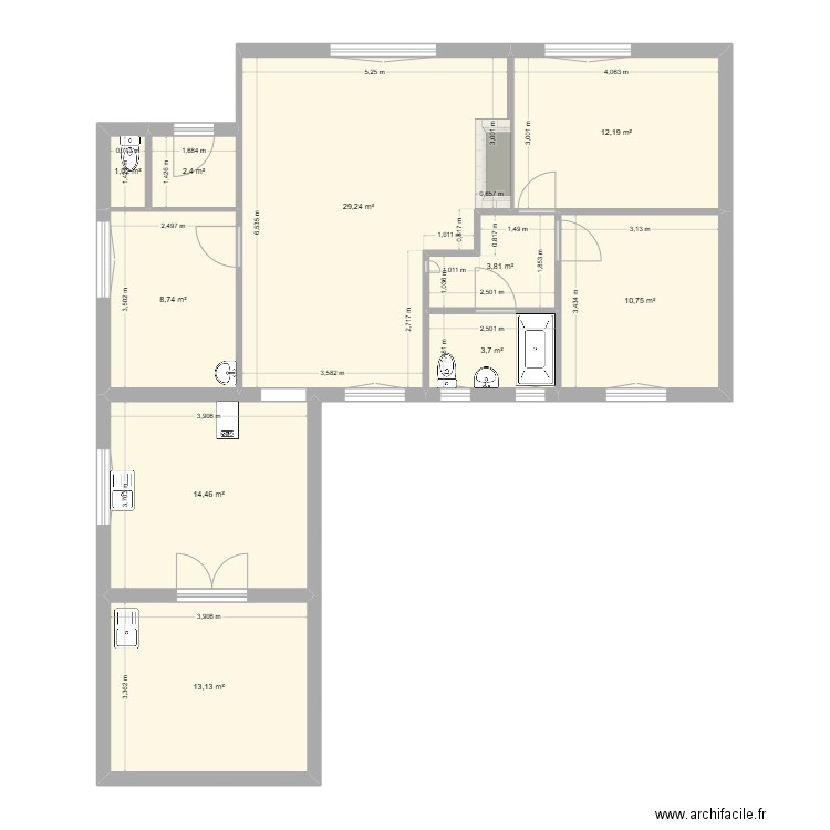 ambes actuel. Plan de 10 pièces et 99 m2