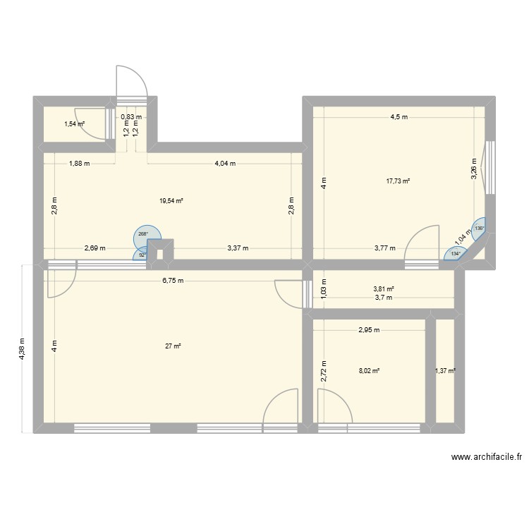 Floirac 50 ter. Plan de 9 pièces et 79 m2
