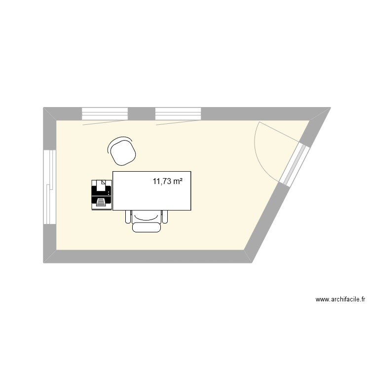 Bureau Emmanuelle. Plan de 1 pièce et 12 m2