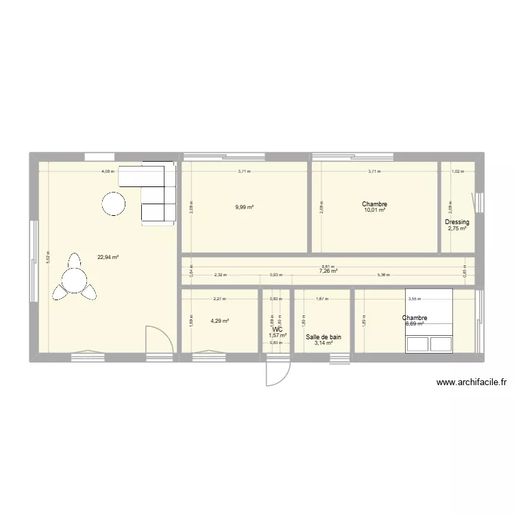 chez moi 2. Plan de 9  et 69 m²