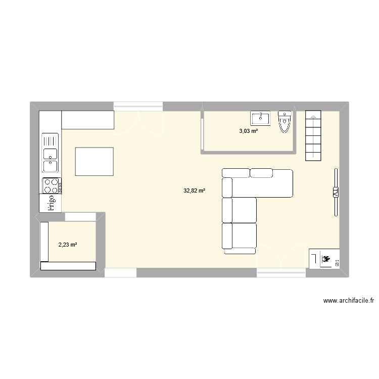 maison volo. Plan de 3 pièces et 38 m2