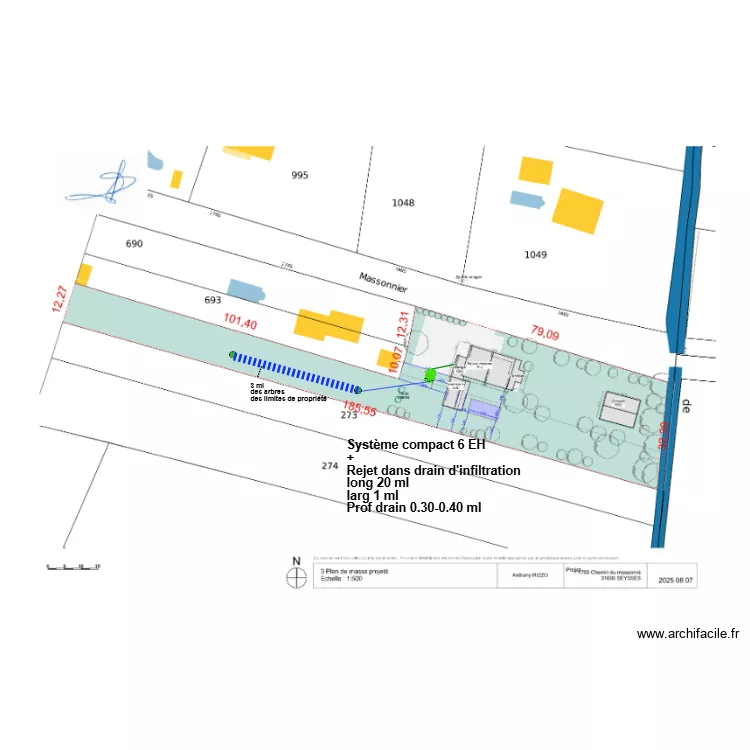 Rizzo drain. Plan de 