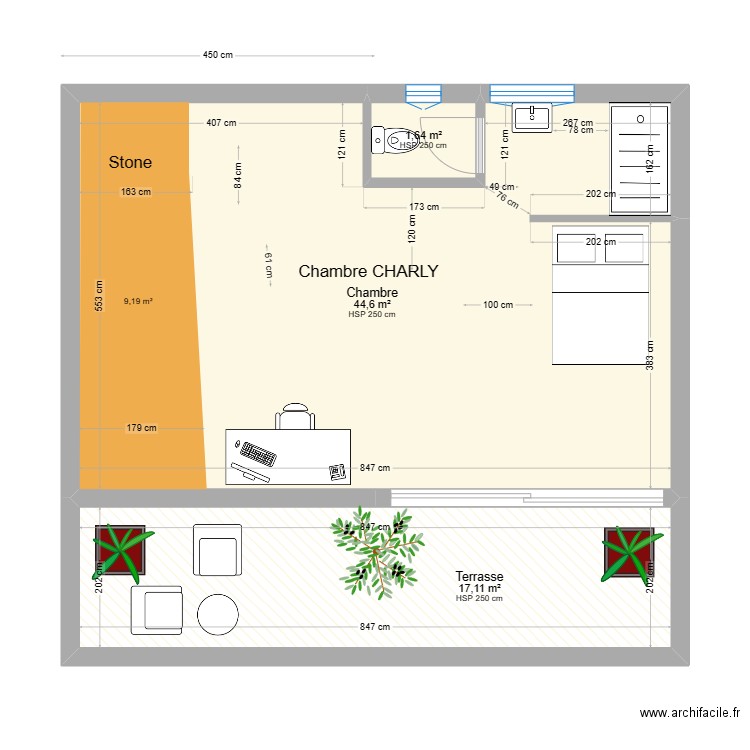 building CH Charly. Plan de 3 pièces et 63 m2