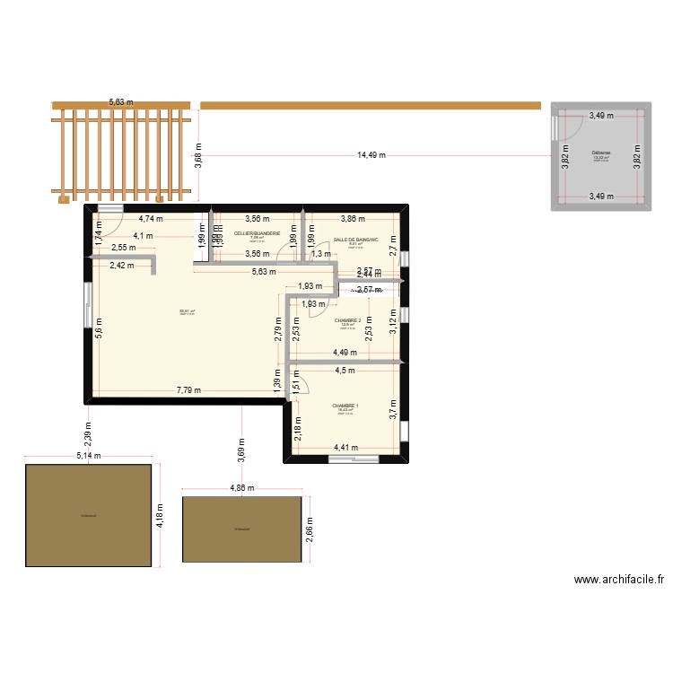 plan L FINAL2. Plan de 6 pièces et 113 m2