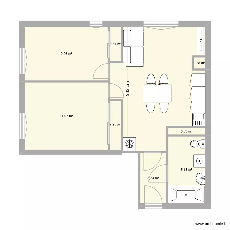 T3 SEYNE SUDINES. Plan de 9  et 51 m²
