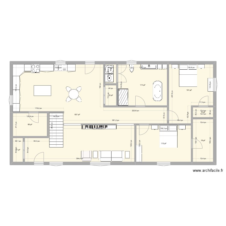 Maison7 30x60. Plan de 10 pièces et 147 m2