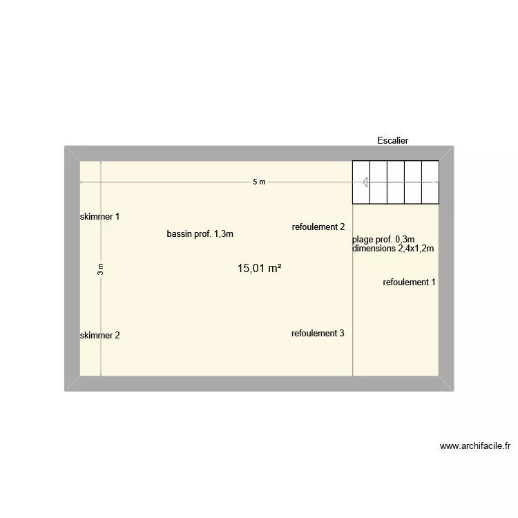 piscine. Plan de 1 Pièce et 15 m² piscine. Plan de 1 Pièce et 15 m²