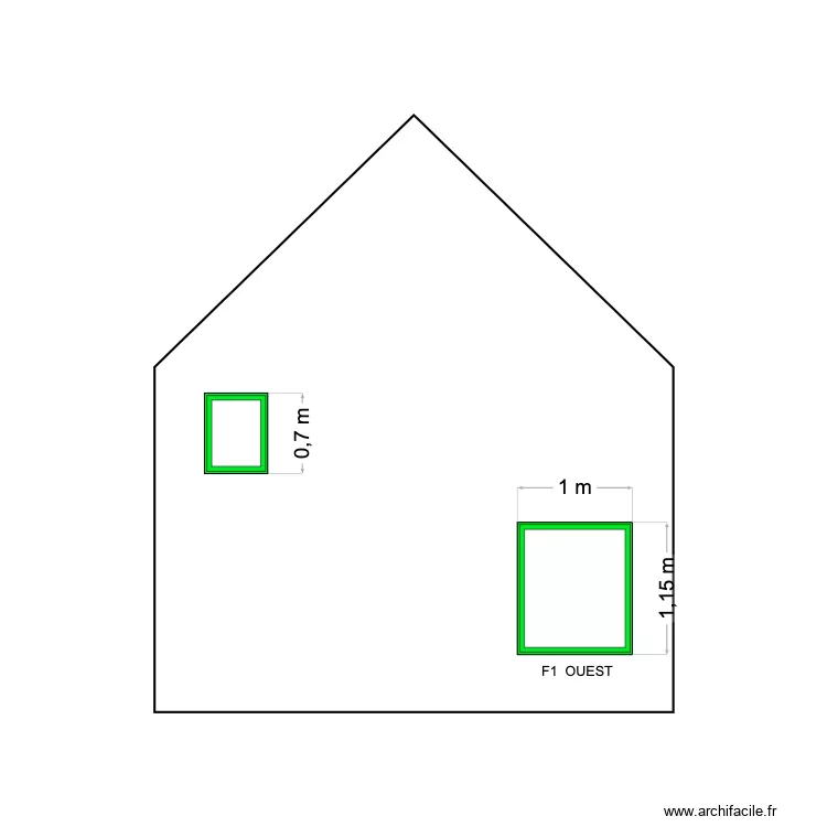FA&Ccedil;ADE OUEST  OMANG FENTRES. Plan de 