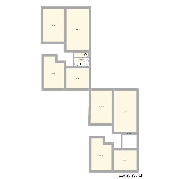 leotardi. Plan de 10 pièces et 99 m2