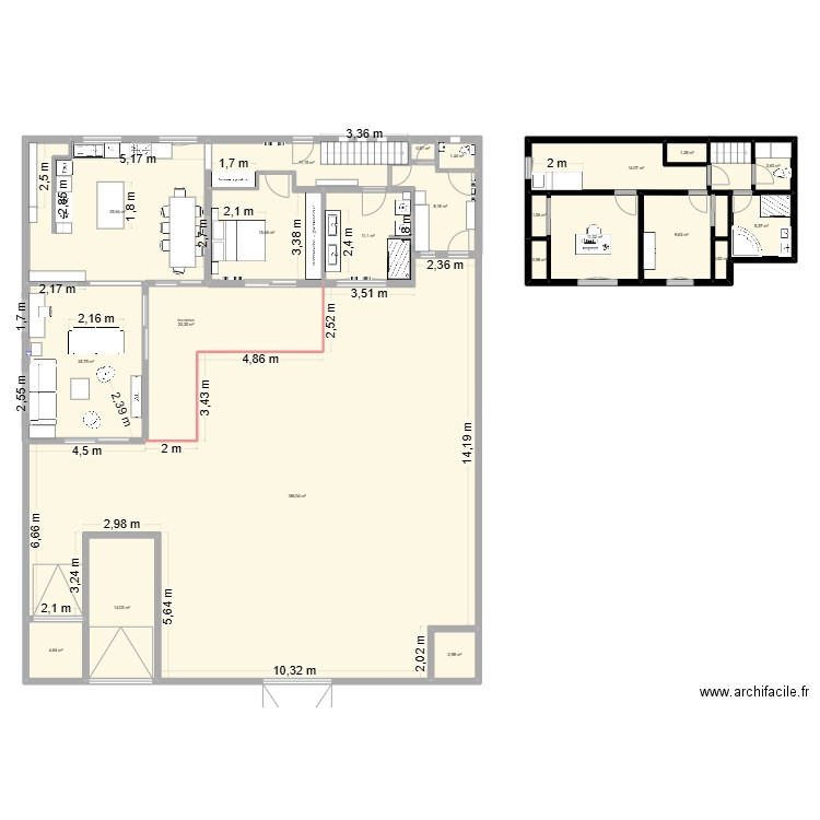 juillet. Plan de 22 pièces et 388 m2