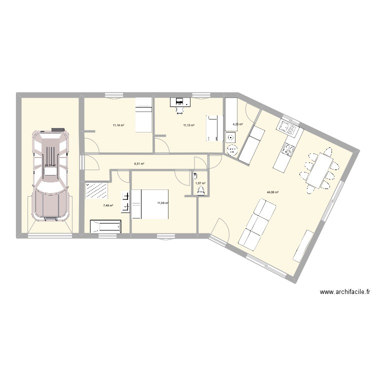 orientation vigne. Plan de 9 pièces et 120 m2
