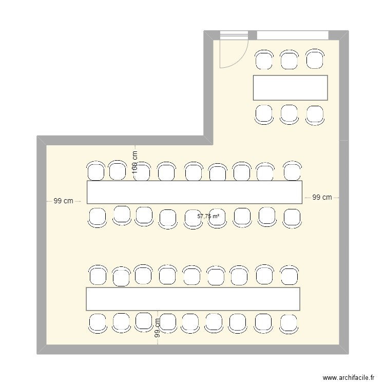 Table Sol°2. Plan de 1 pièce et 58 m2