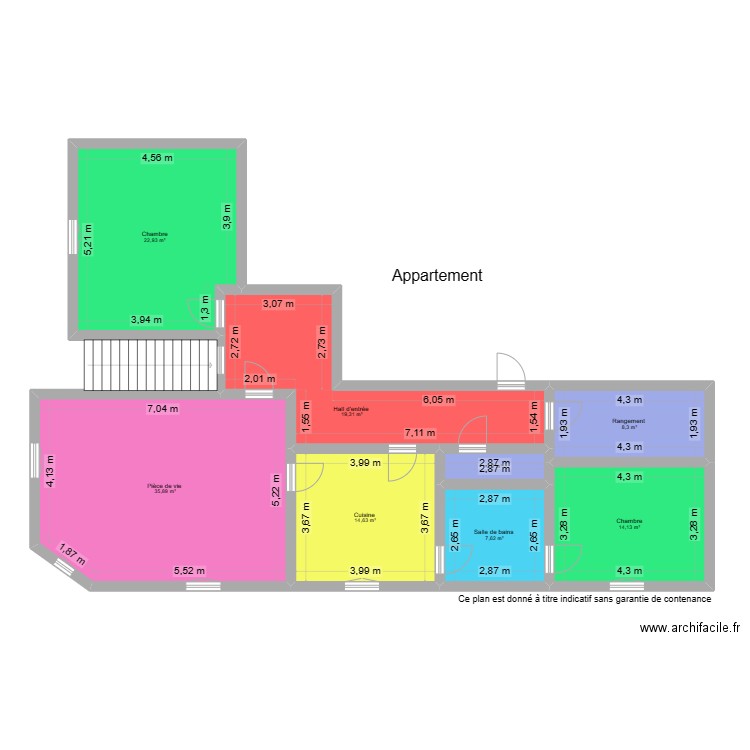 1° etage epargne . Plan de 8 pièces et 125 m2