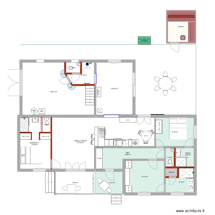 projet 4 ECO  Allemagne. Plan de 16 pièces et 142 m2