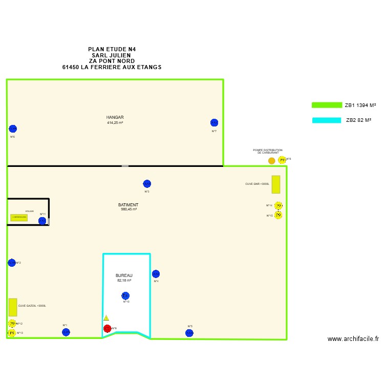 SARL JULIEN PLAN ETUDE N4. Plan de 3 pièces et 1563 m2