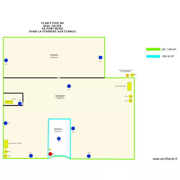SARL JULIEN PLAN ETUDE N4. Plan de 3  et 1563 m²