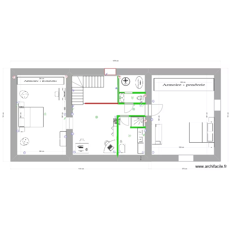 Extension &eacute;tage Cuzin. Plan de 