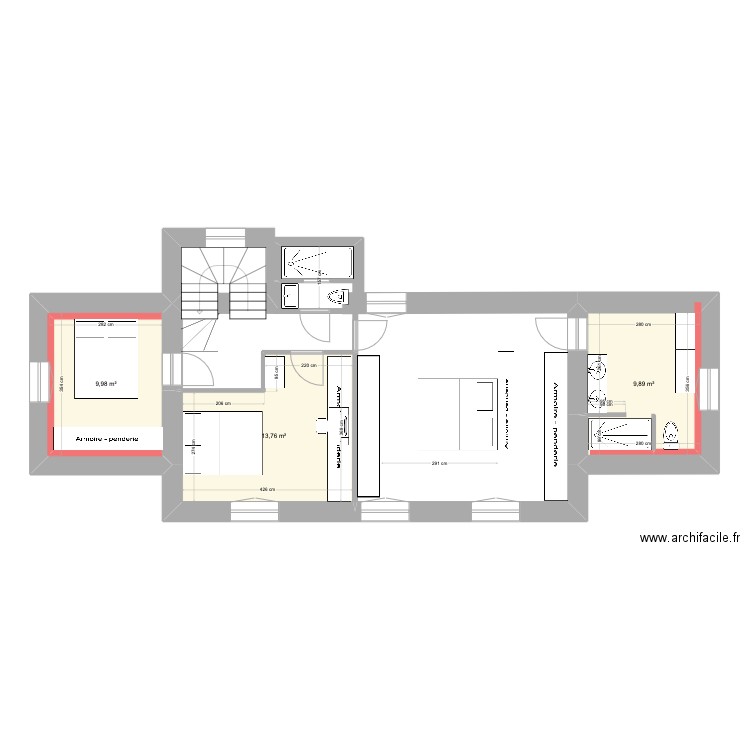 brimont étage variante. Plan de 3 pièces et 34 m2