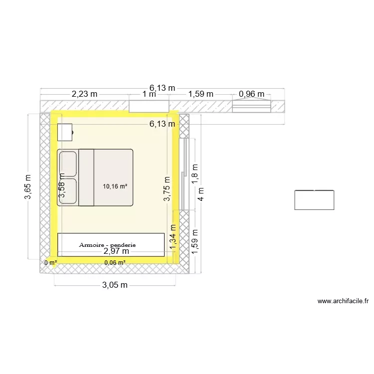 1013 chambre Yoann. Plan de 3 Pièces et 10 m²