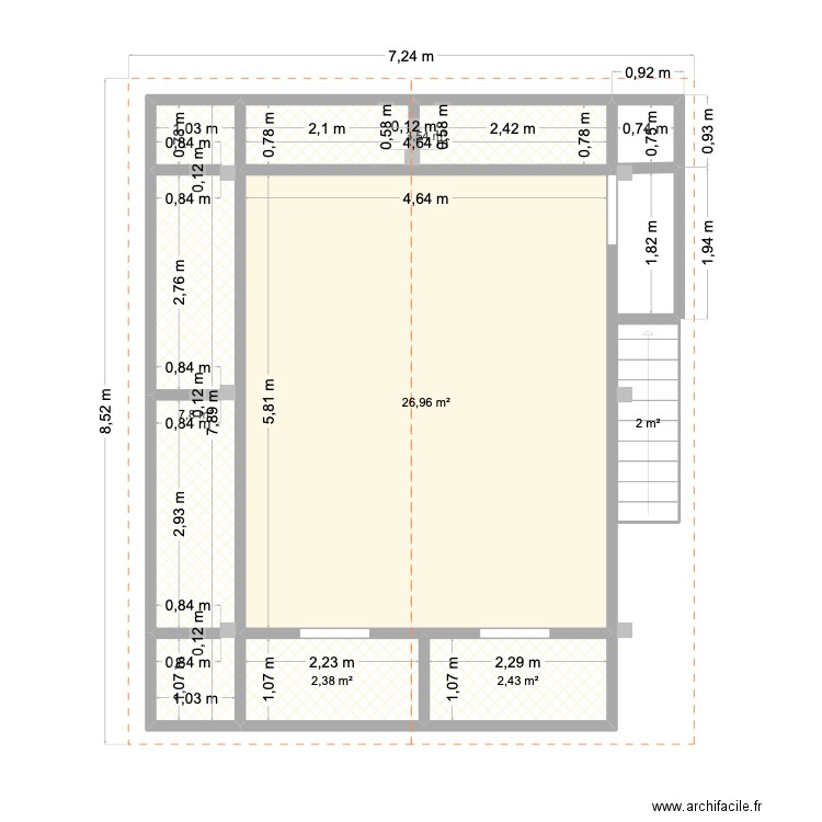 Services techniques St Leu. Plan de 7 pièces et 72 m2