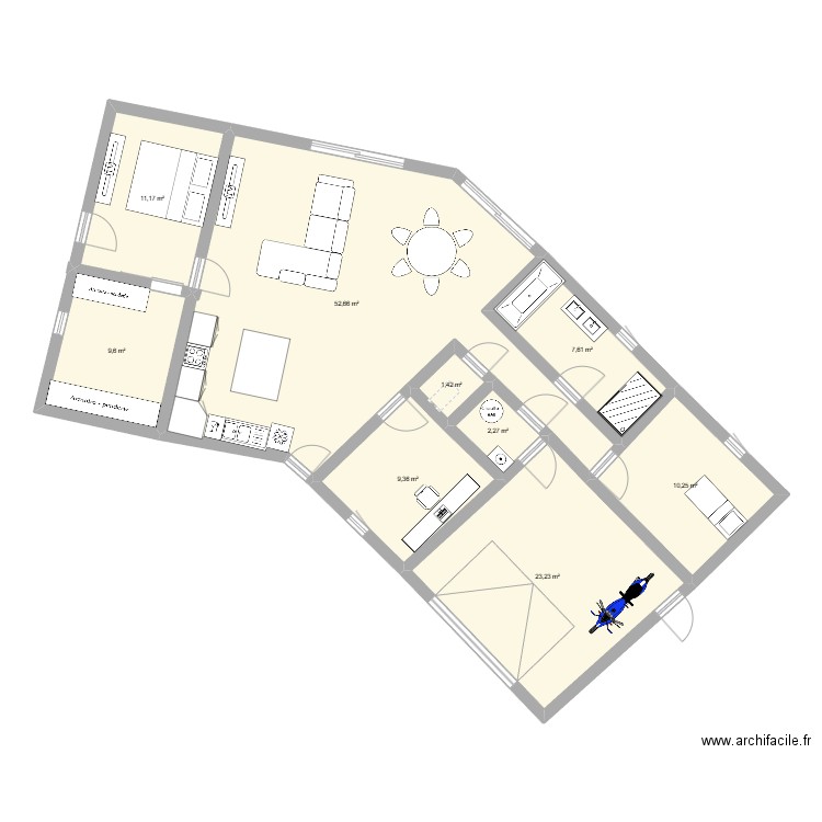 esquisse 2 maison. Plan de 9 pièces et 128 m2