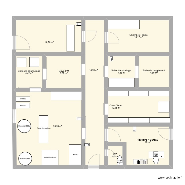 From. Plan de 11 pièces et 101 m2
