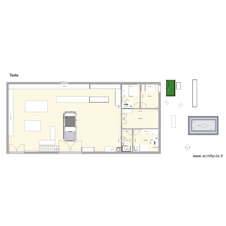 grange. Plan de 7 pièces et 313 m2