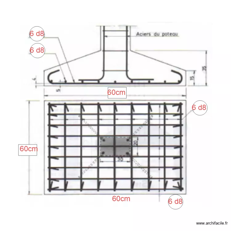 feraillage semelles q10. Plan de 