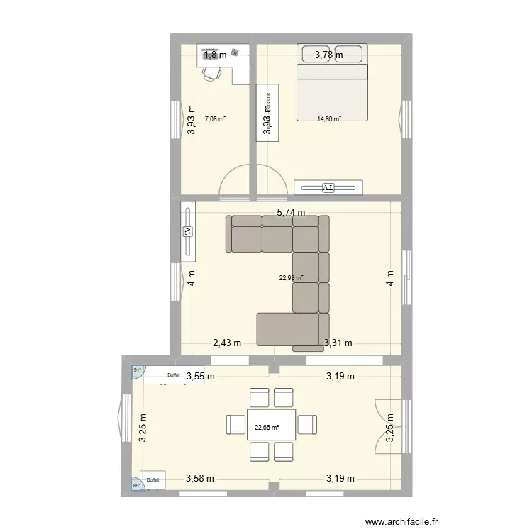 plan extension. Plan de 4 Pièces et 68 m² plan extension. Plan de 4 Pièces et 68 m²