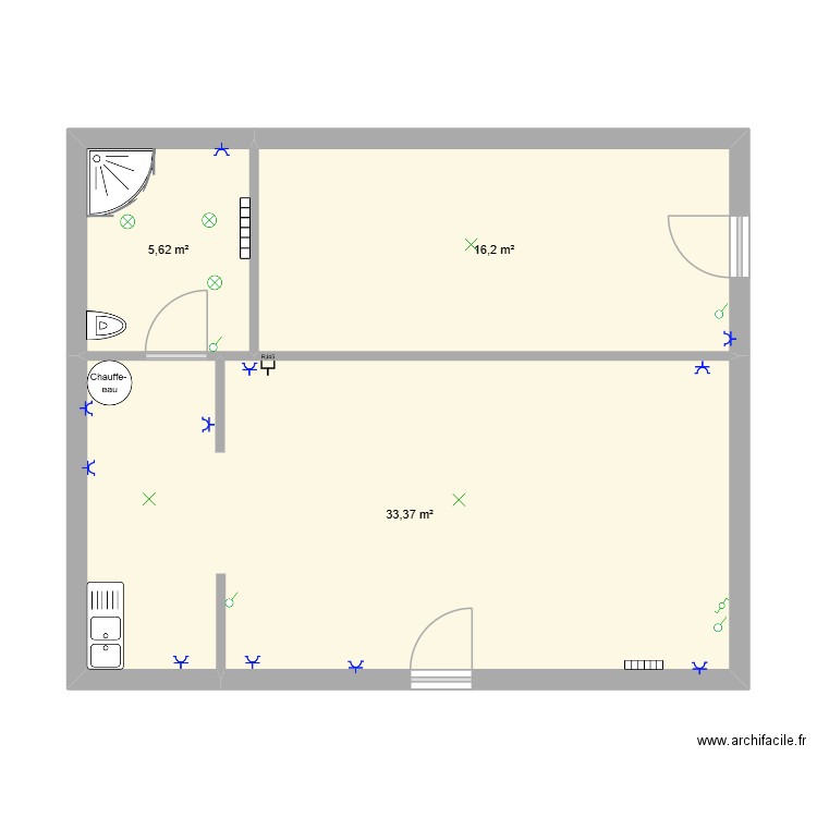 tp 12\11\2025. Plan de 3 pièces et 55 m2