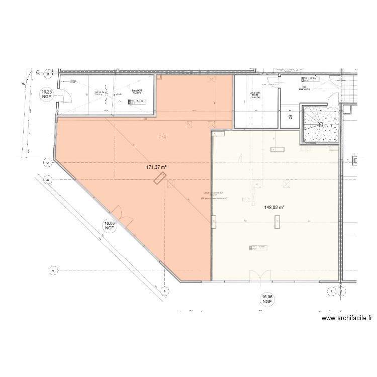 Béziers HOURS Cellule 1 et 2. Plan de 2 pièces et 319 m2