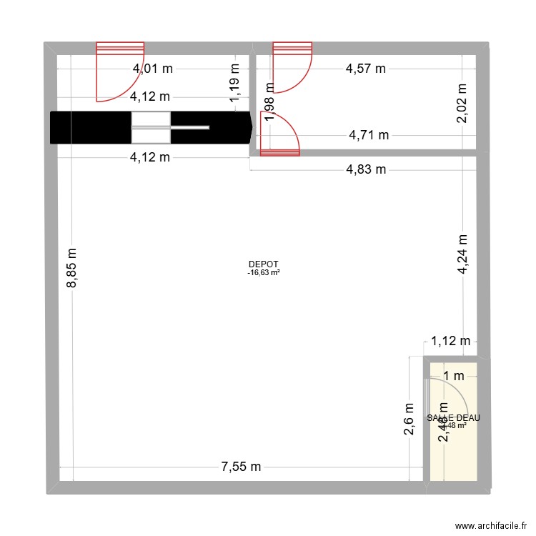 SPS. Plan de 2 pièces et 73 m2