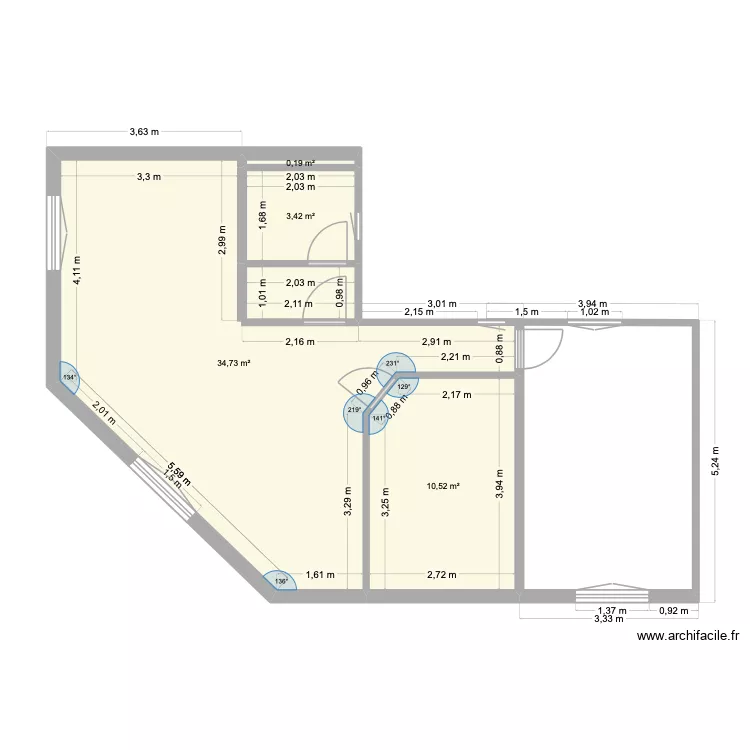 duplex &agrave; jour. Plan de 8  et 98 m²