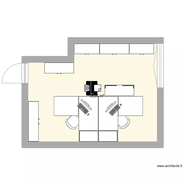 Bureau TJ actuellement. Plan de 1  et 19 m²