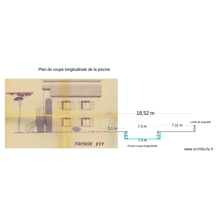 Plan piscine coupe. Plan de 0 pièce et 0 m2