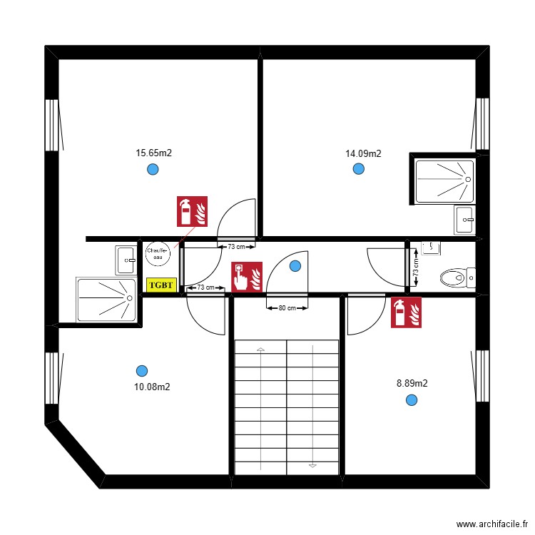 Tcap21 Etage 1 MS. Plan de 8 pièces et 61 m2