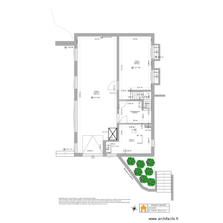 Viuz - RDC Bas - Existant. Plan de 7 pièces et 104 m2