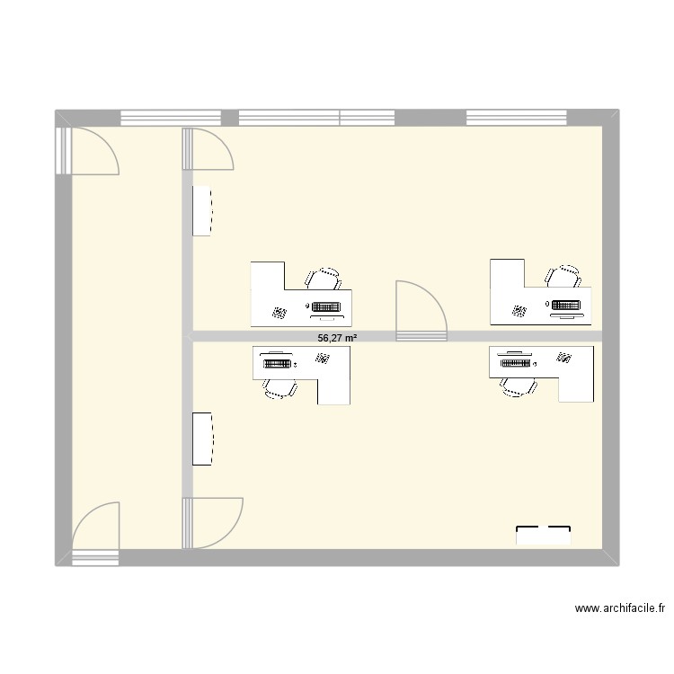NEW FC13_4 BUREAUX. Plan de 1 pièce et 56 m2
