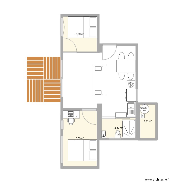 Castan. Plan de 4 pièces et 18 m2