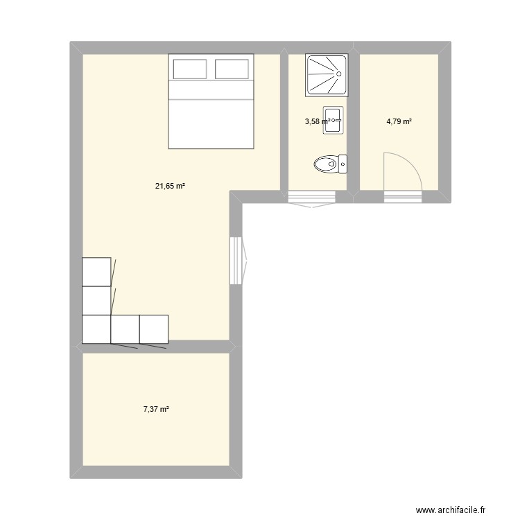 aviation. Plan de 4 pièces et 37 m2