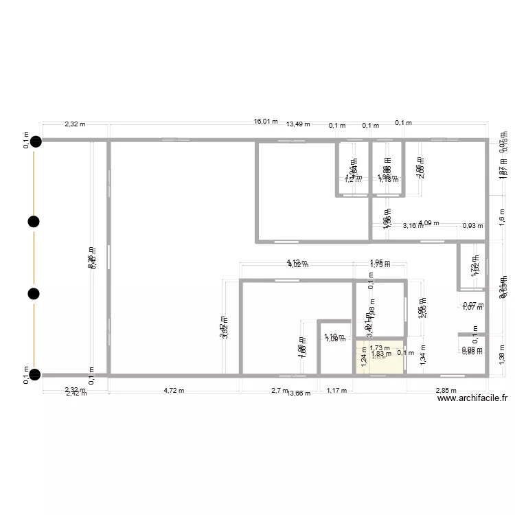 PLAN MOULAY. Plan de 1 Pièce et 2 m²