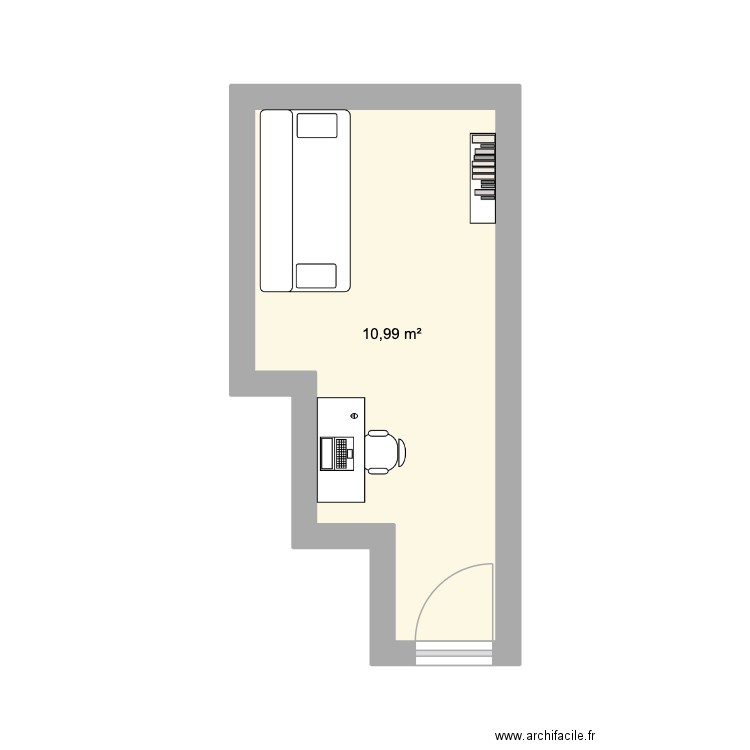 cuisine marne. Plan de 1 pièce et 11 m2