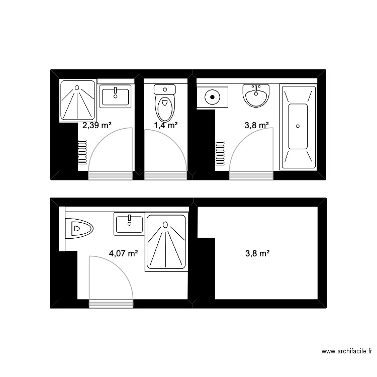 sbvillette. Plan de 5 pièces et 15 m2