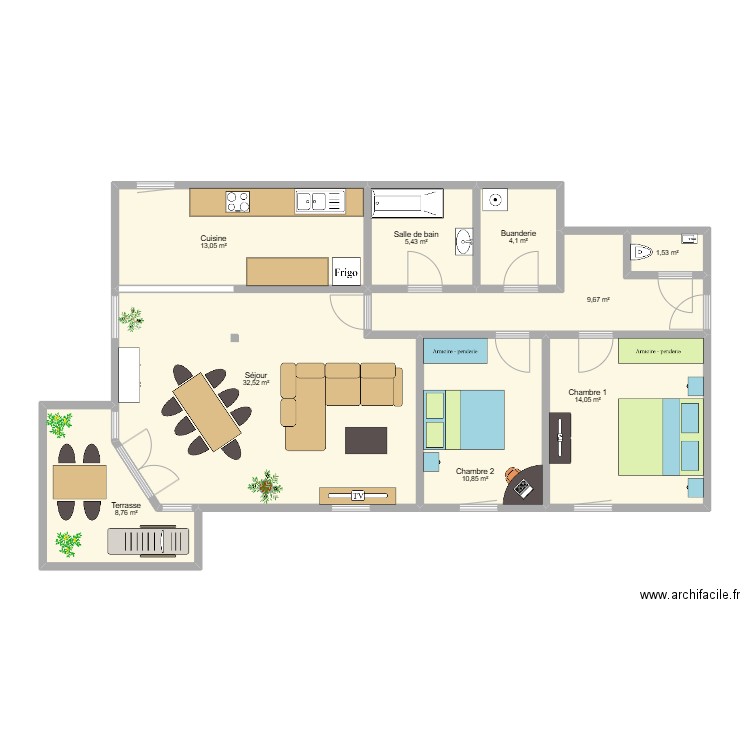 Nicolas Fossoul. Plan de 9 pièces et 100 m2