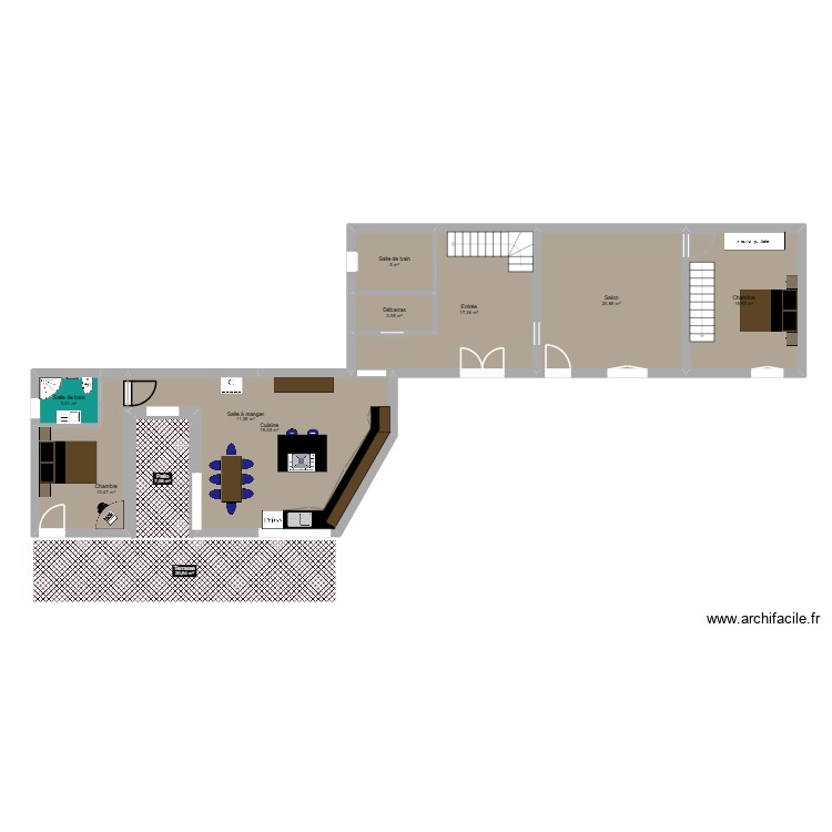 maison et extension. Plan de 0 pièce et 0 m2