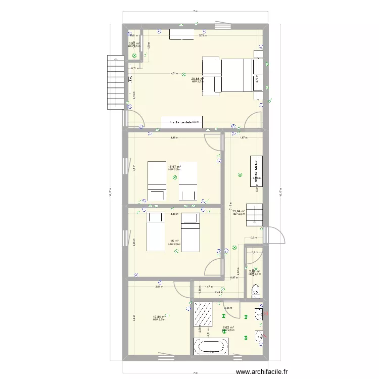 Bureaux projet. Plan de 8  et 97 m²